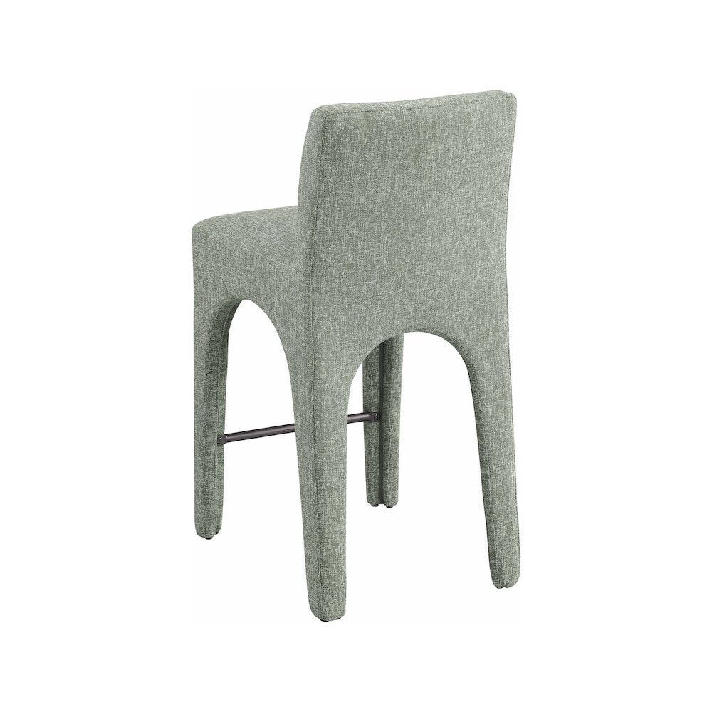Gramercy Green Linen Textured Fabric Stool