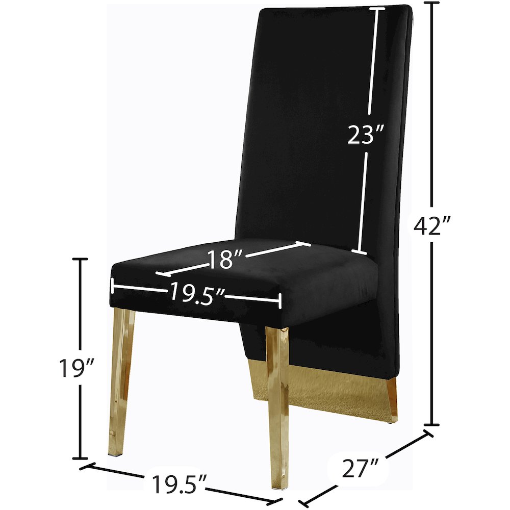 Porsha Black Velvet Dining Chair, Set of 2
