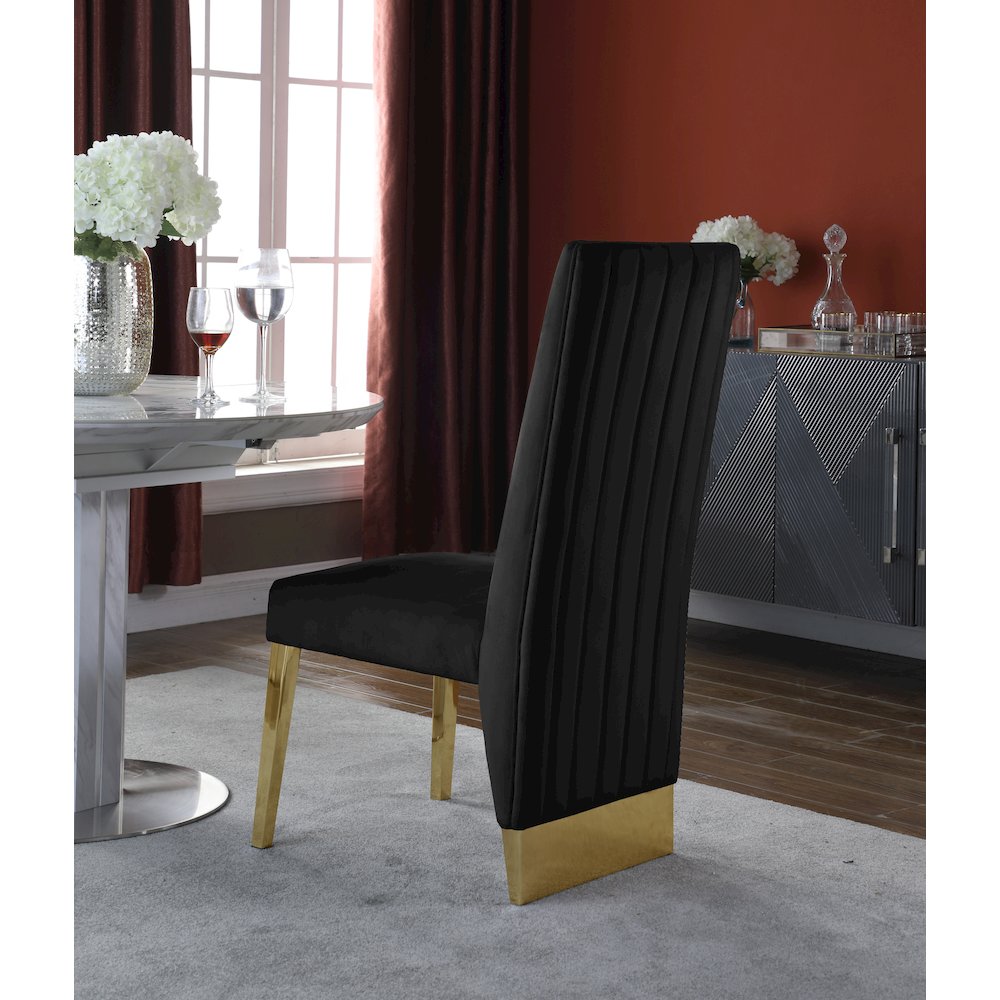Porsha Black Velvet Dining Chair, Set of 2