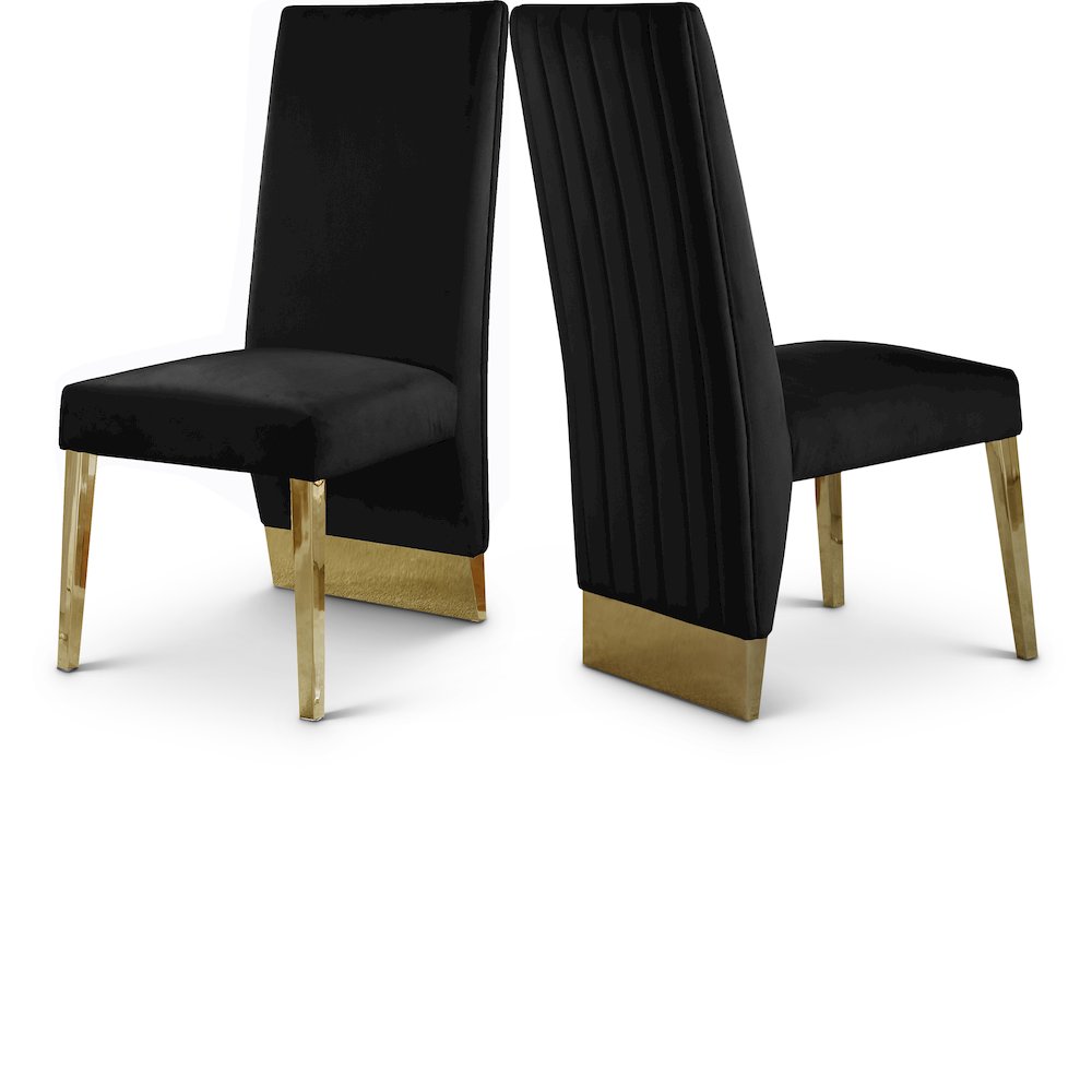 Porsha Black Velvet Dining Chair, Set of 2
