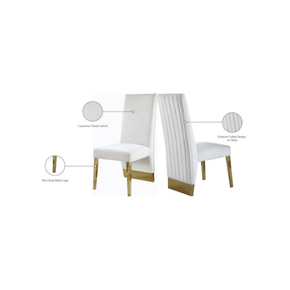 Porsha Cream Velvet Dining Chair, Set of 2
