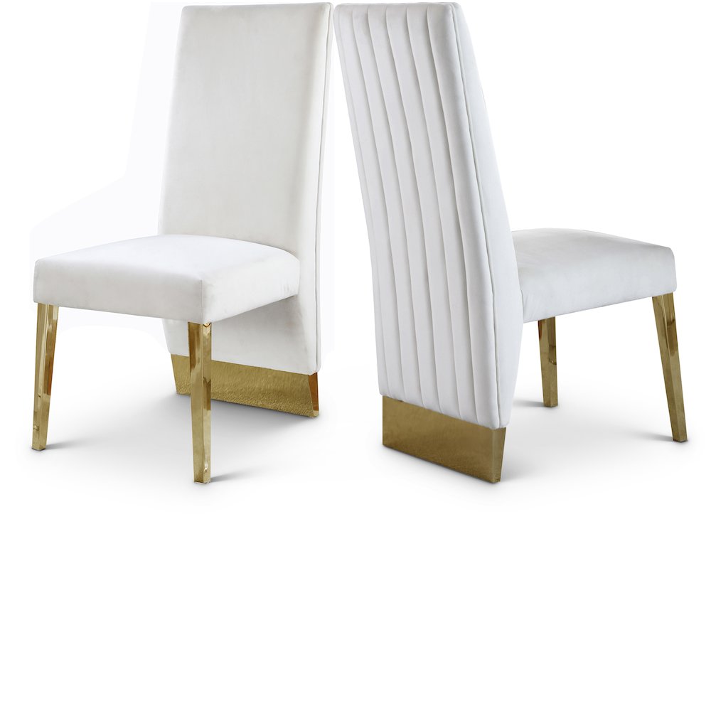Porsha Cream Velvet Dining Chair, Set of 2