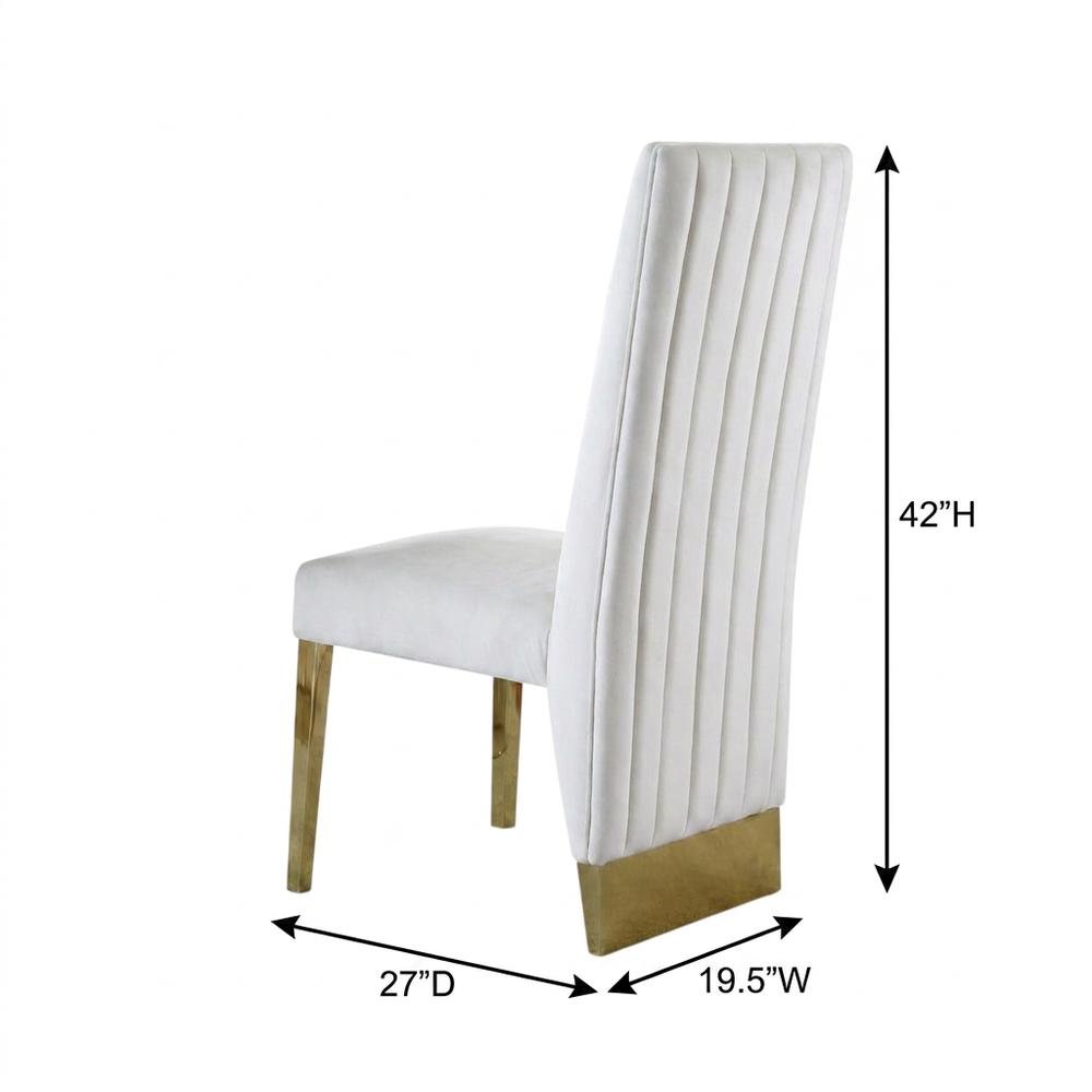Velvet Upholstered Dining Chairs with Gold Metal Legs, Cream Velvet, Set of 2