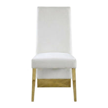 Velvet Upholstered Dining Chairs with Gold Metal Legs, Cream Velvet, Set of 2