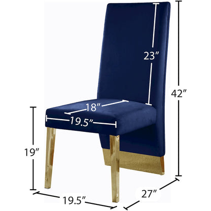 Porsha Navy Velvet Dining Chair, Set of 2