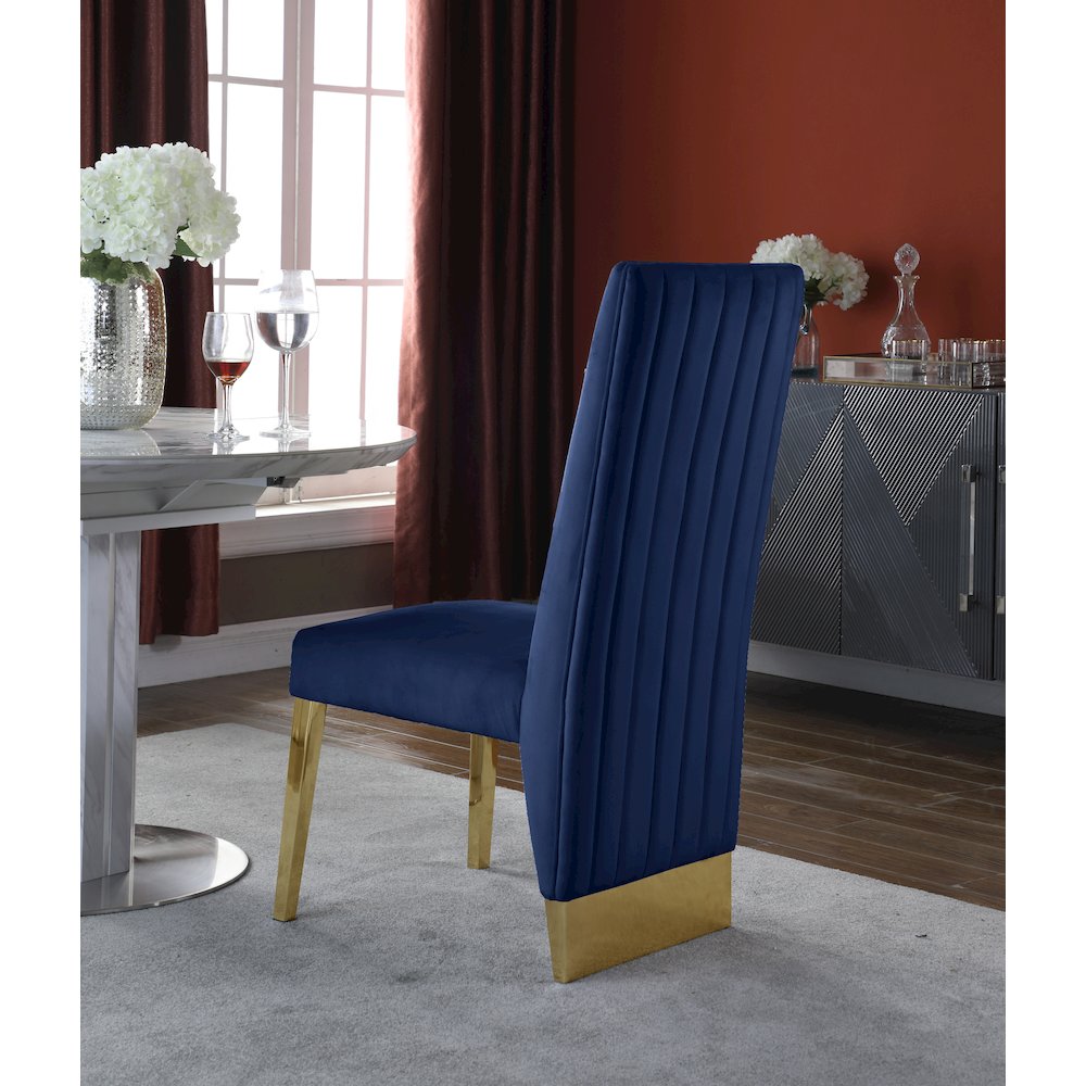 Porsha Navy Velvet Dining Chair, Set of 2