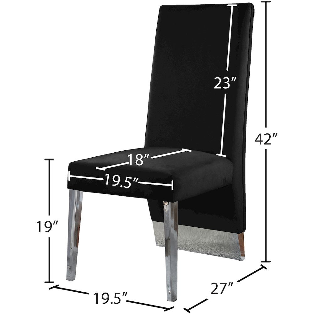 Porsha Black Velvet Dining Chair, Set of 2