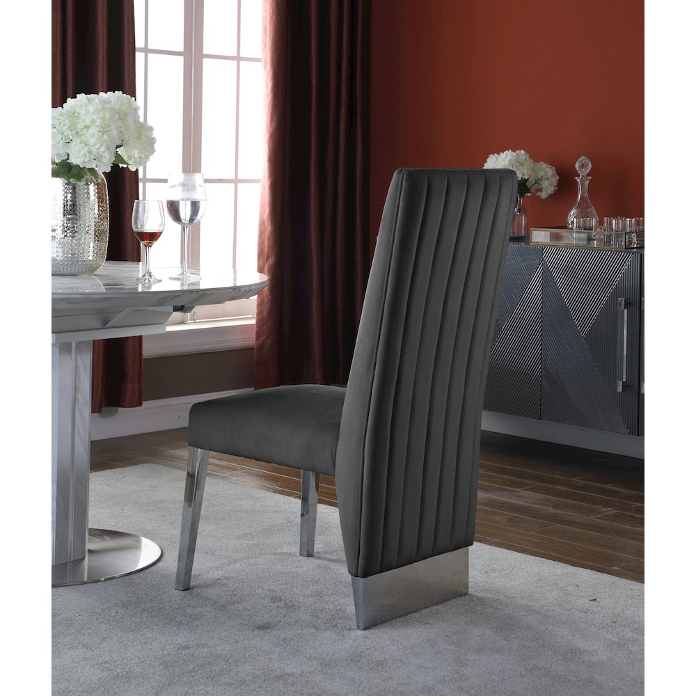 Porsha Grey Velvet Dining Chair, Set of 2