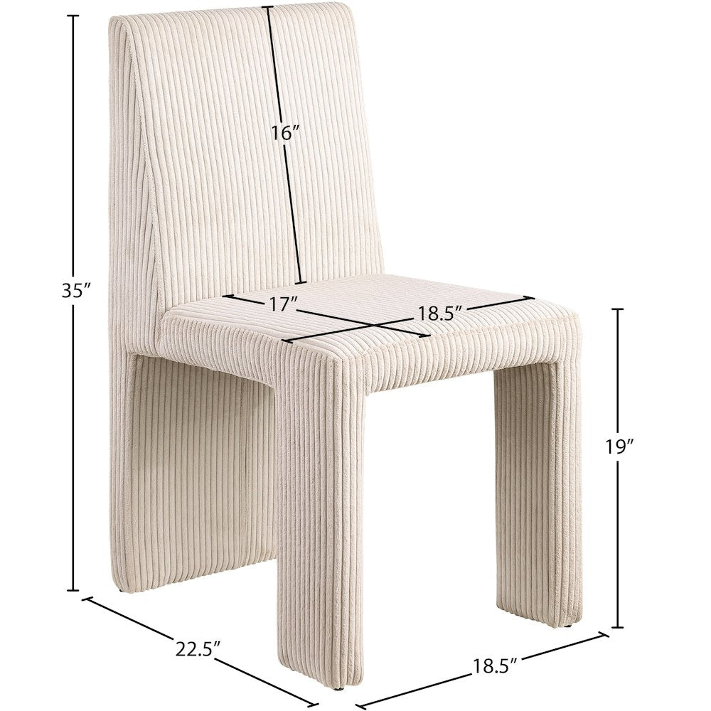Benson Beige Microsuede Corduroy Fabric Dining Chair, Set of 2