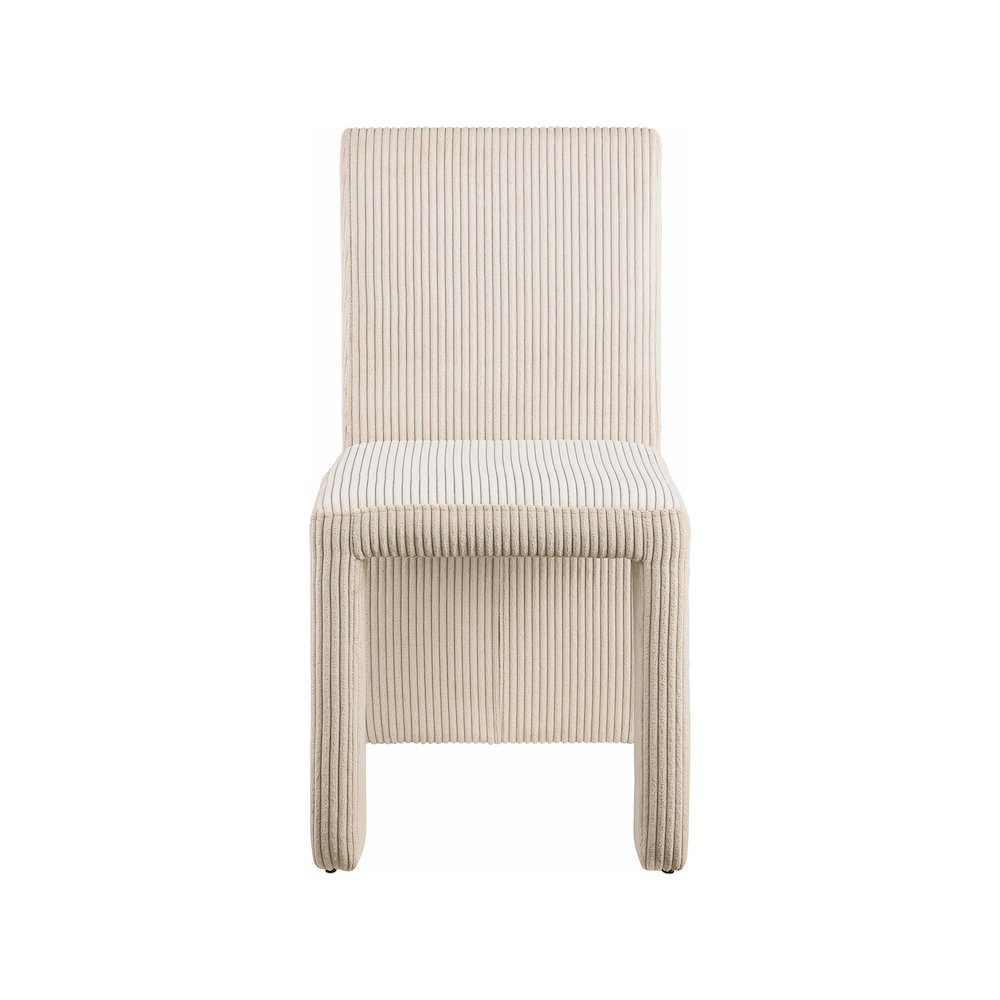 Benson Beige Microsuede Corduroy Fabric Dining Chair, Set of 2