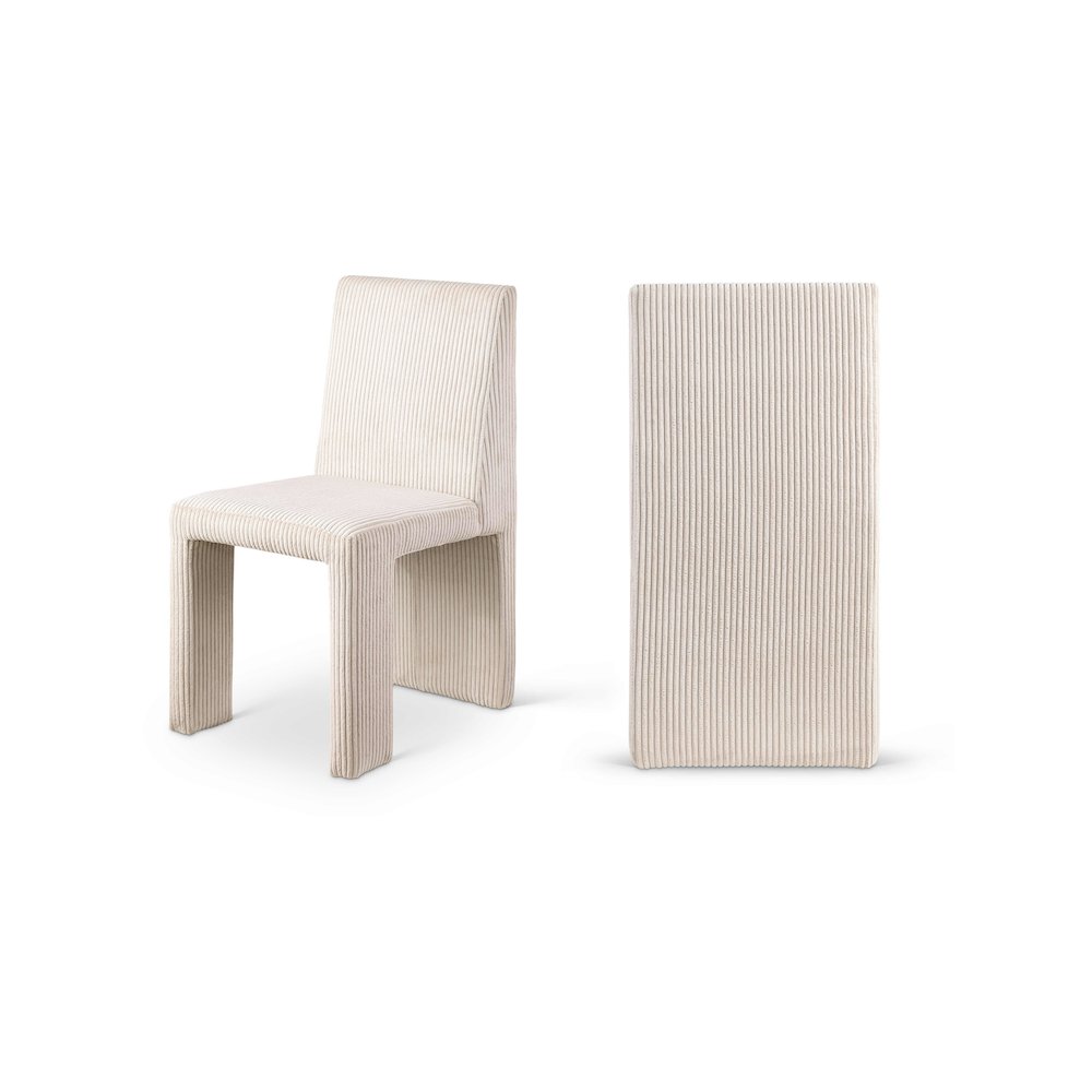 Benson Beige Microsuede Corduroy Fabric Dining Chair, Set of 2