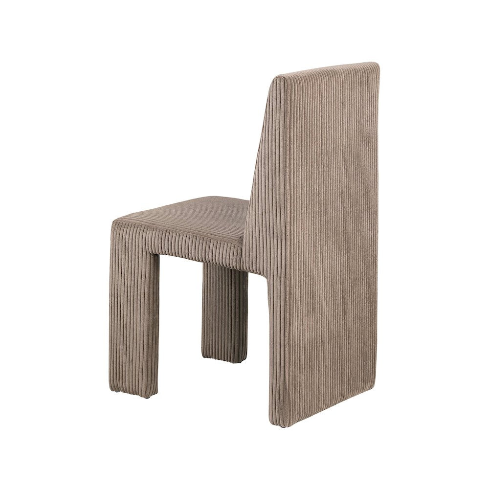 Benson Brown Microsuede Corduroy Fabric Dining Chair, Set of 2