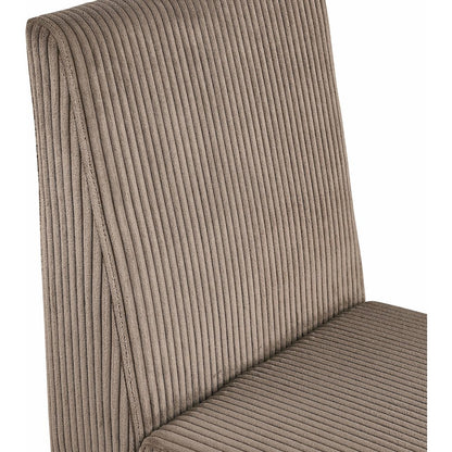 Benson Brown Microsuede Corduroy Fabric Dining Chair, Set of 2