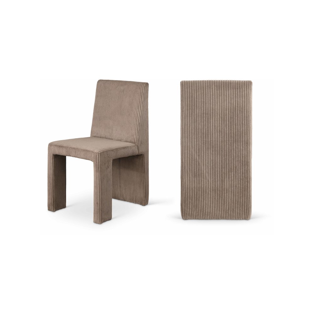 Benson Brown Microsuede Corduroy Fabric Dining Chair, Set of 2
