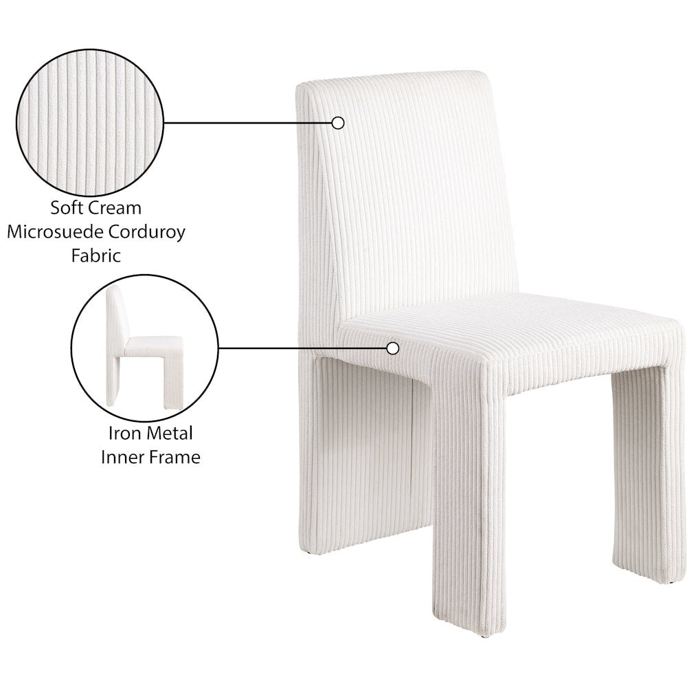 Benson Cream Microsuede Corduroy Fabric Dining Chair, Set of 2