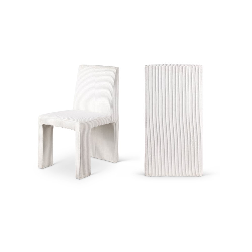 Benson Cream Microsuede Corduroy Fabric Dining Chair, Set of 2