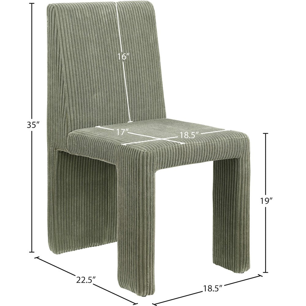 Benson Green Microsuede Corduroy Fabric Dining Chair, Set of 2
