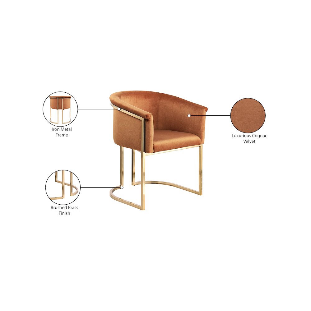 Tierra Cognac Velvet Dining Chair