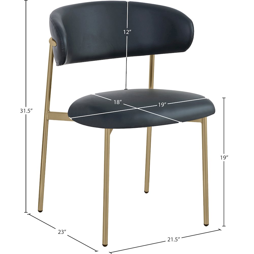 Lupita Black Vegan Leather Dining Chair, Set of 2