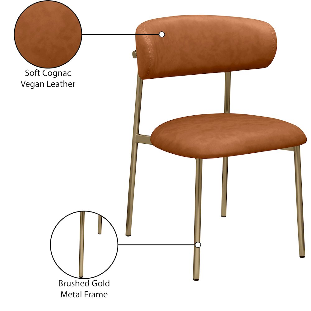 Lupita Cognac Vegan Leather Dining Chair, Set of 2