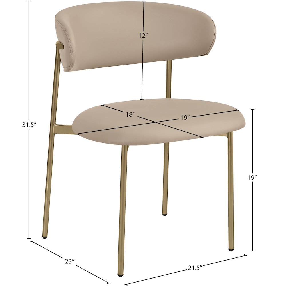 Lupita Taupe Vegan Leather Dining Chair, Set of 2