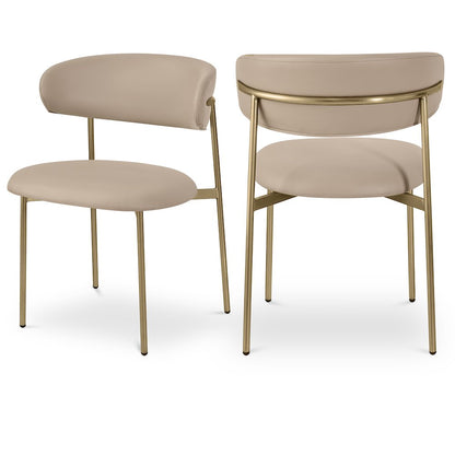 Lupita Taupe Vegan Leather Dining Chair, Set of 2