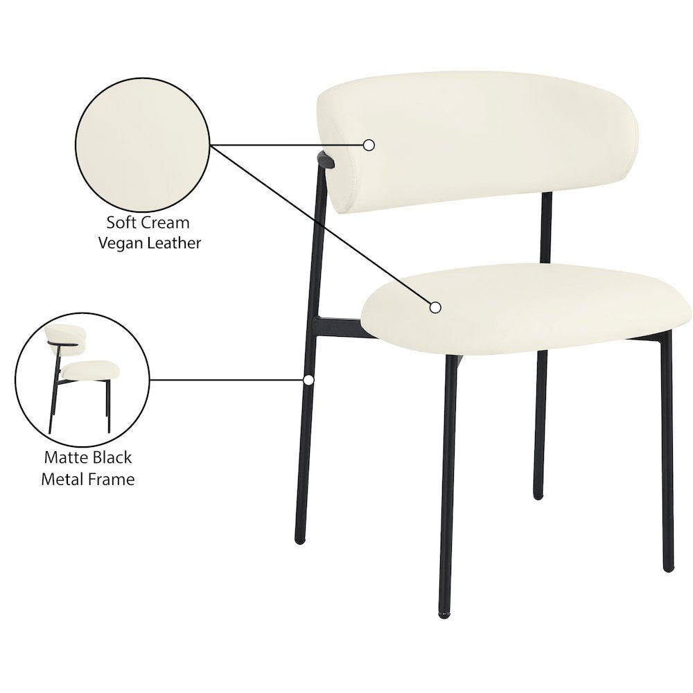 Lupita Cream Vegan Leather Dining Chair, Set of 2