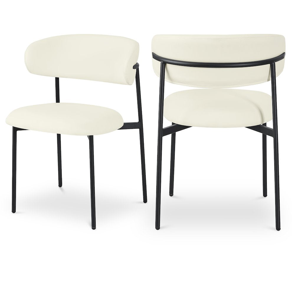 Lupita Cream Vegan Leather Dining Chair, Set of 2