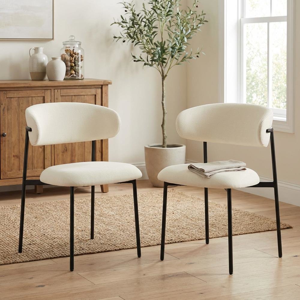 Matte Black Vegan Leather Dining Chair Set of 2 with Contemporary Design