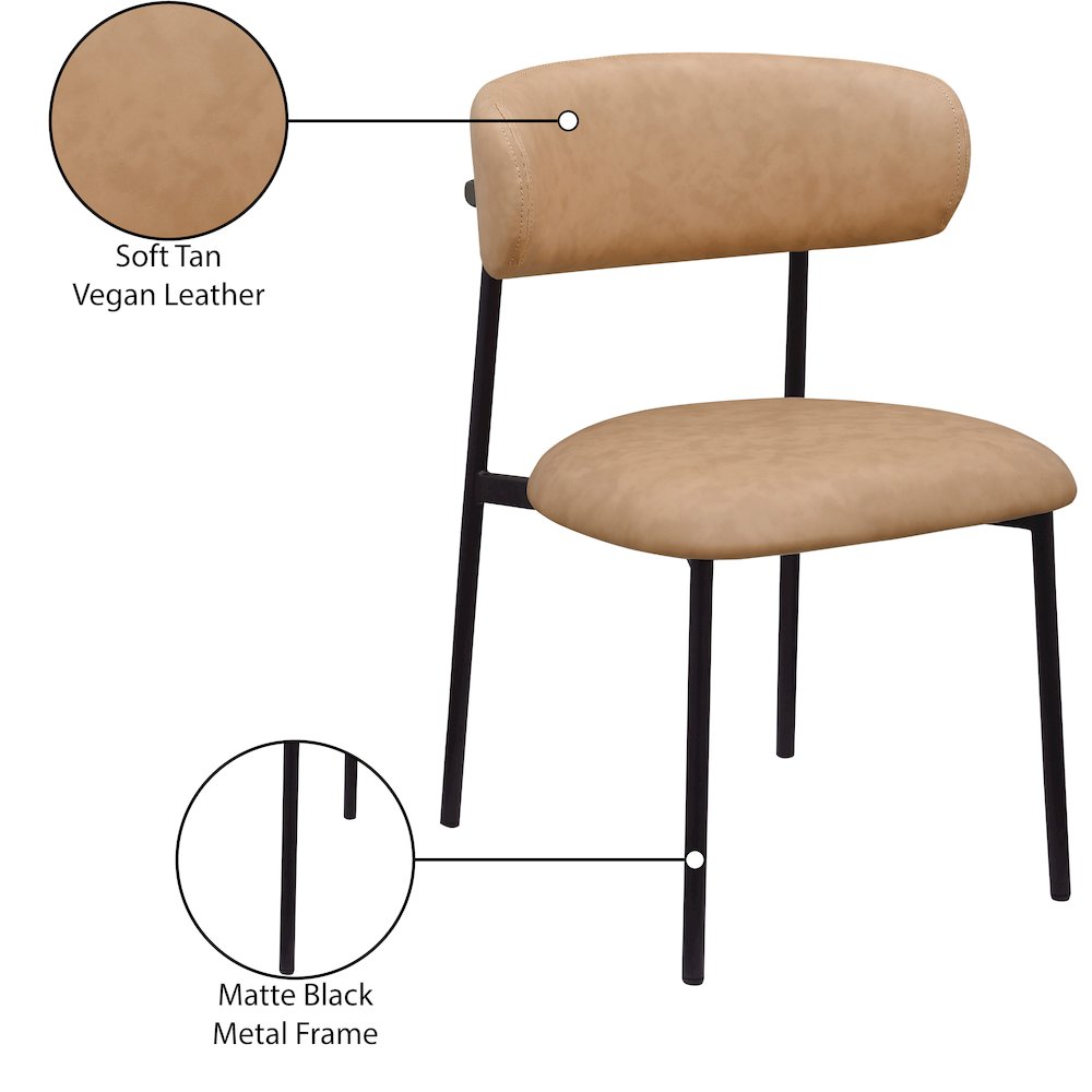 Lupita Tan Vegan Leather Dining Chair, Set of 2