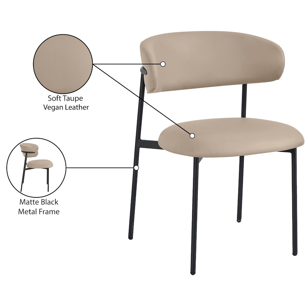 Lupita Taupe Vegan Leather Dining Chair, Set of 2