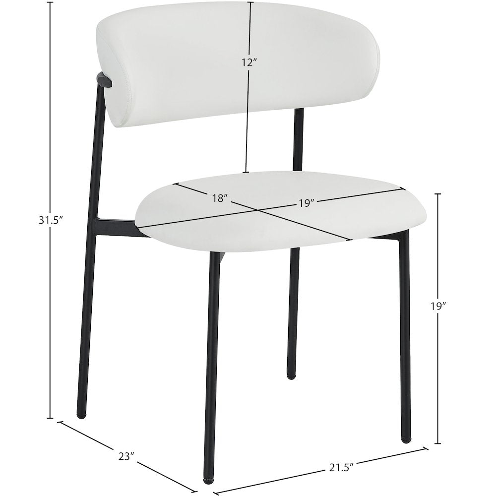 Lupita Off-White Vegan Leather Upholstered Dining Chair, Set of 2