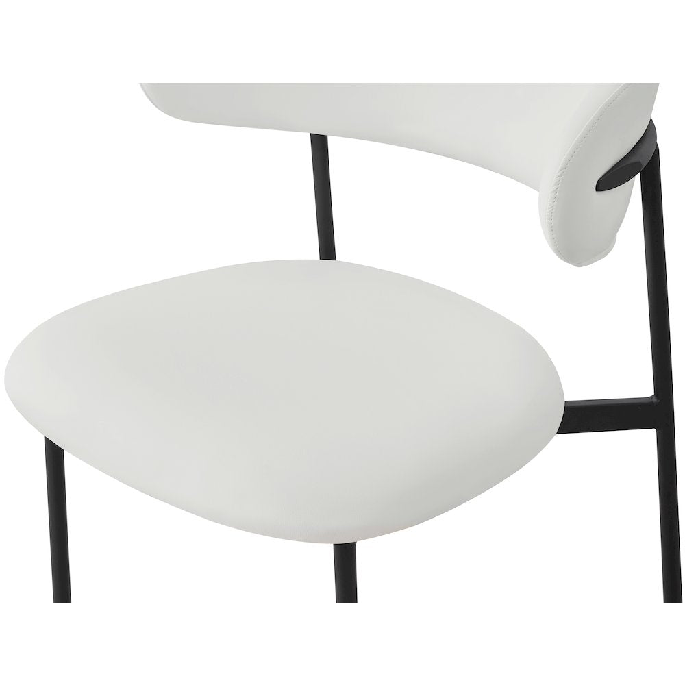 Lupita Off-White Vegan Leather Upholstered Dining Chair, Set of 2
