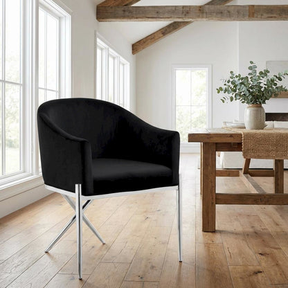 Chrome Velvet Dining Chair with Armrests and Contemporary Design 1-Piece