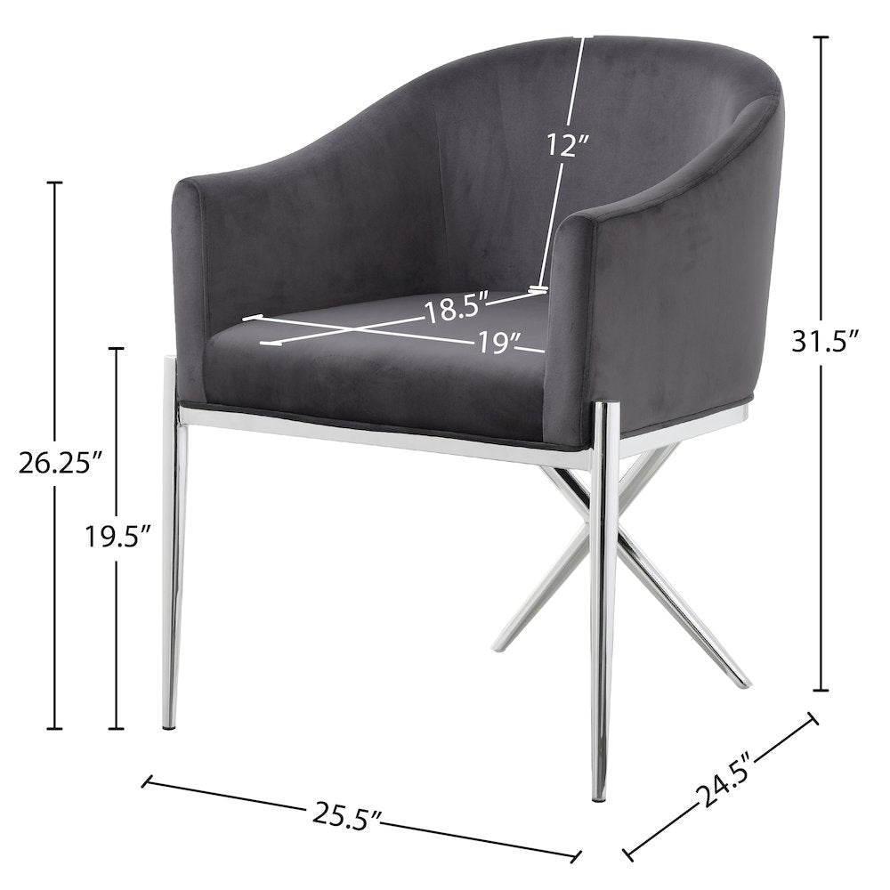 Xavier Grey Velvet Dining Chair