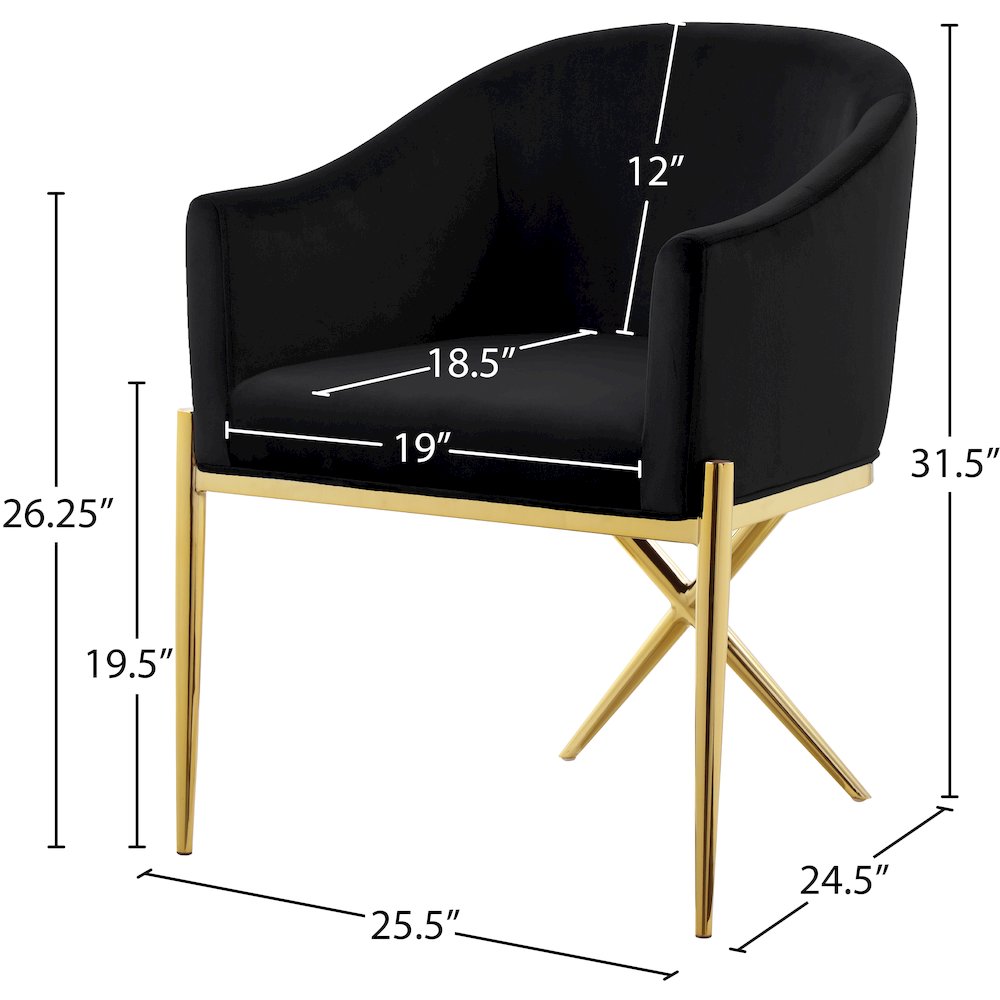Xavier Black Velvet Dining Chair