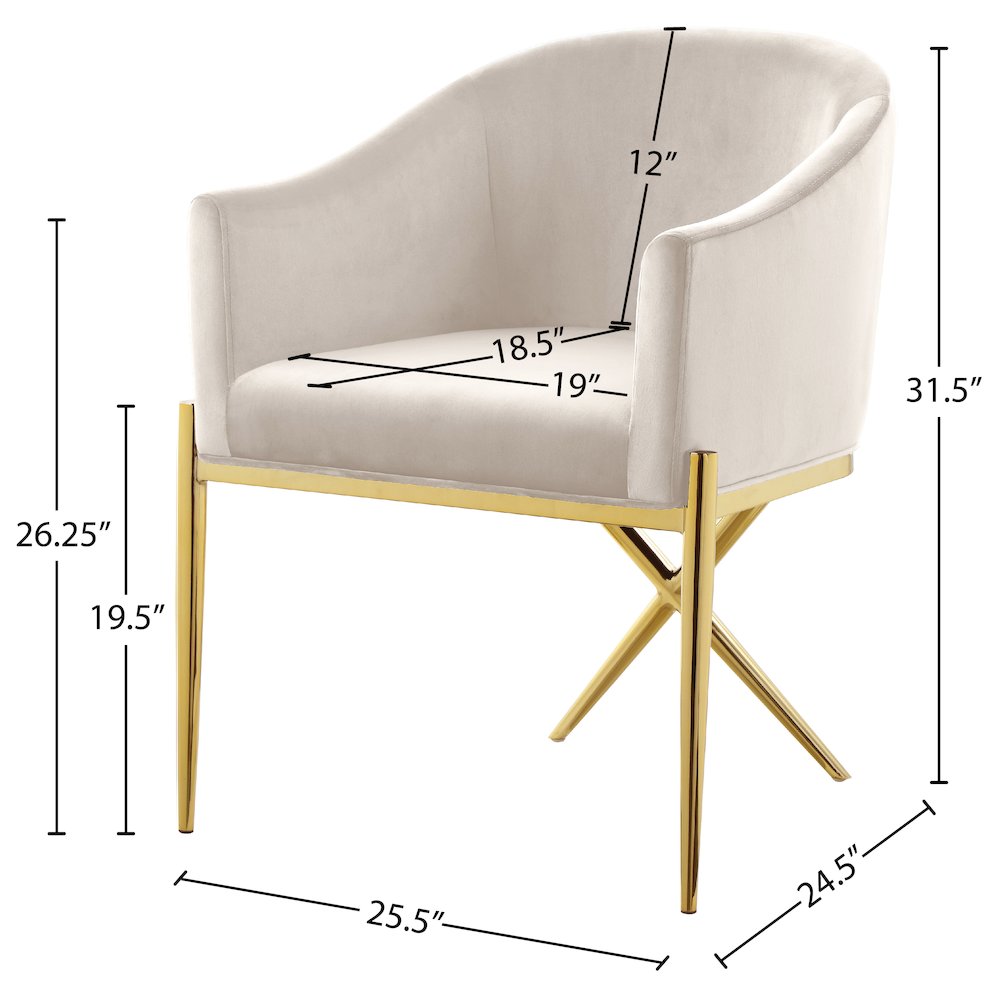 Xavier Cream Velvet Dining Chair
