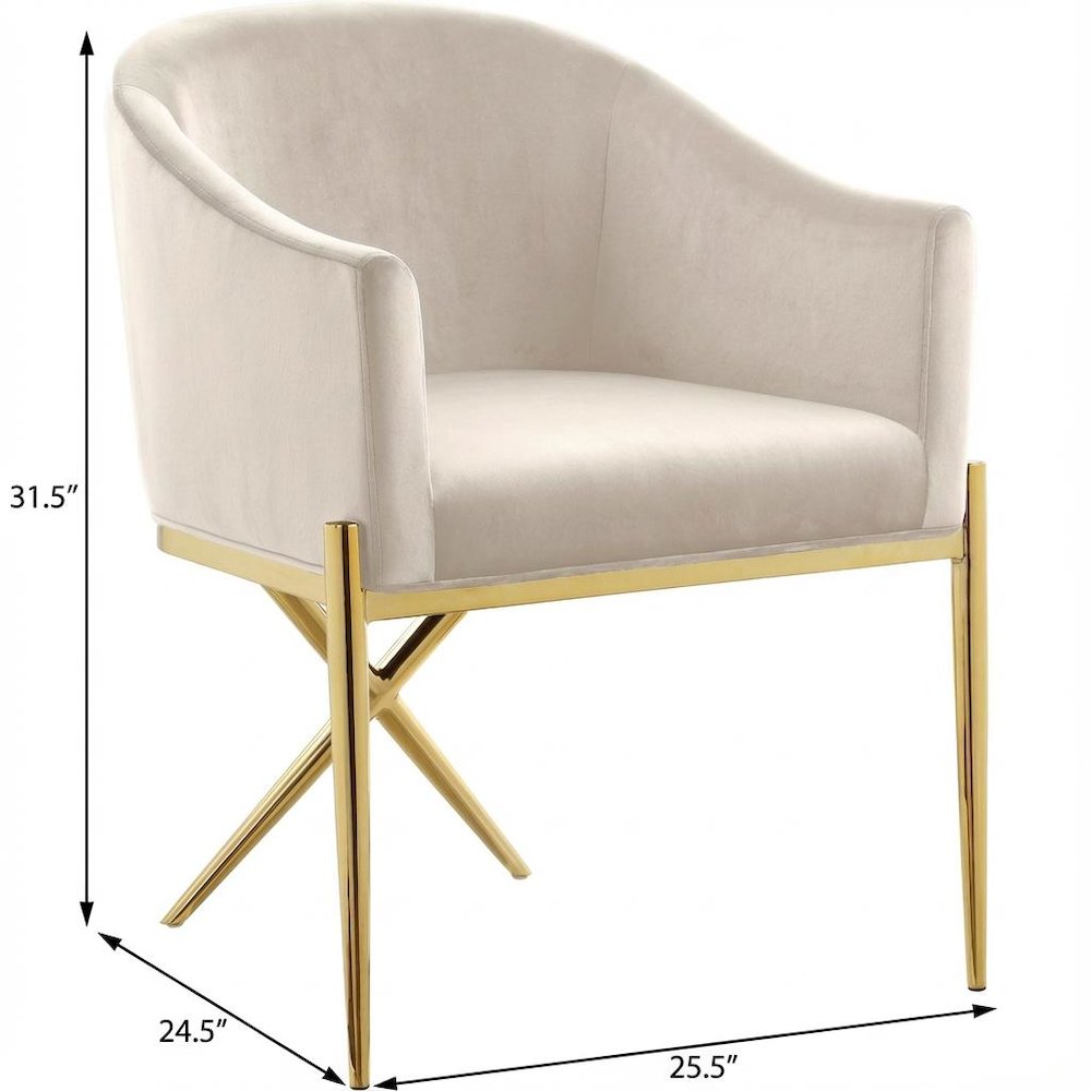 Gold Velvet Dining Chair with Armrest and Contemporary Design 1-Piece SKU