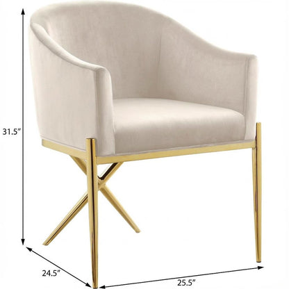 Gold Velvet Dining Chair with Armrest and Contemporary Design 1-Piece SKU