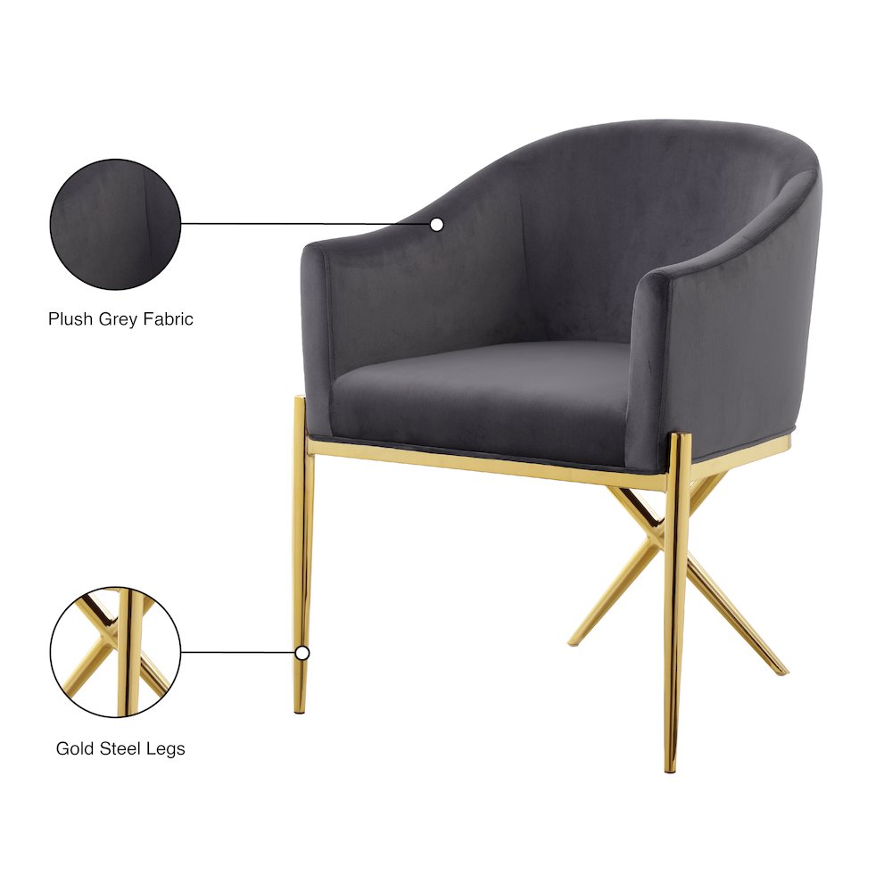 Xavier Grey Velvet Dining Chair