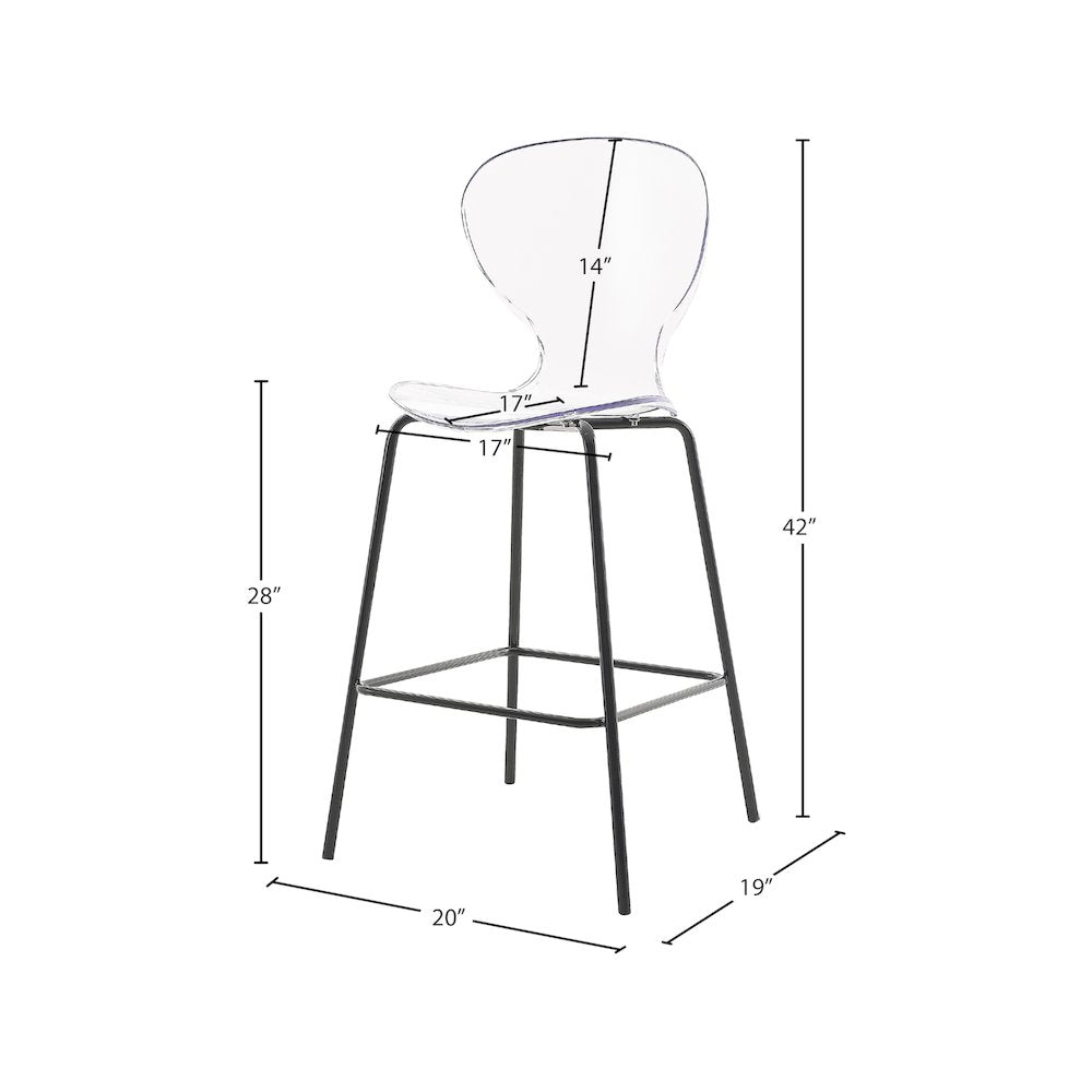 Clarion Matte Black Stool, Set of 2
