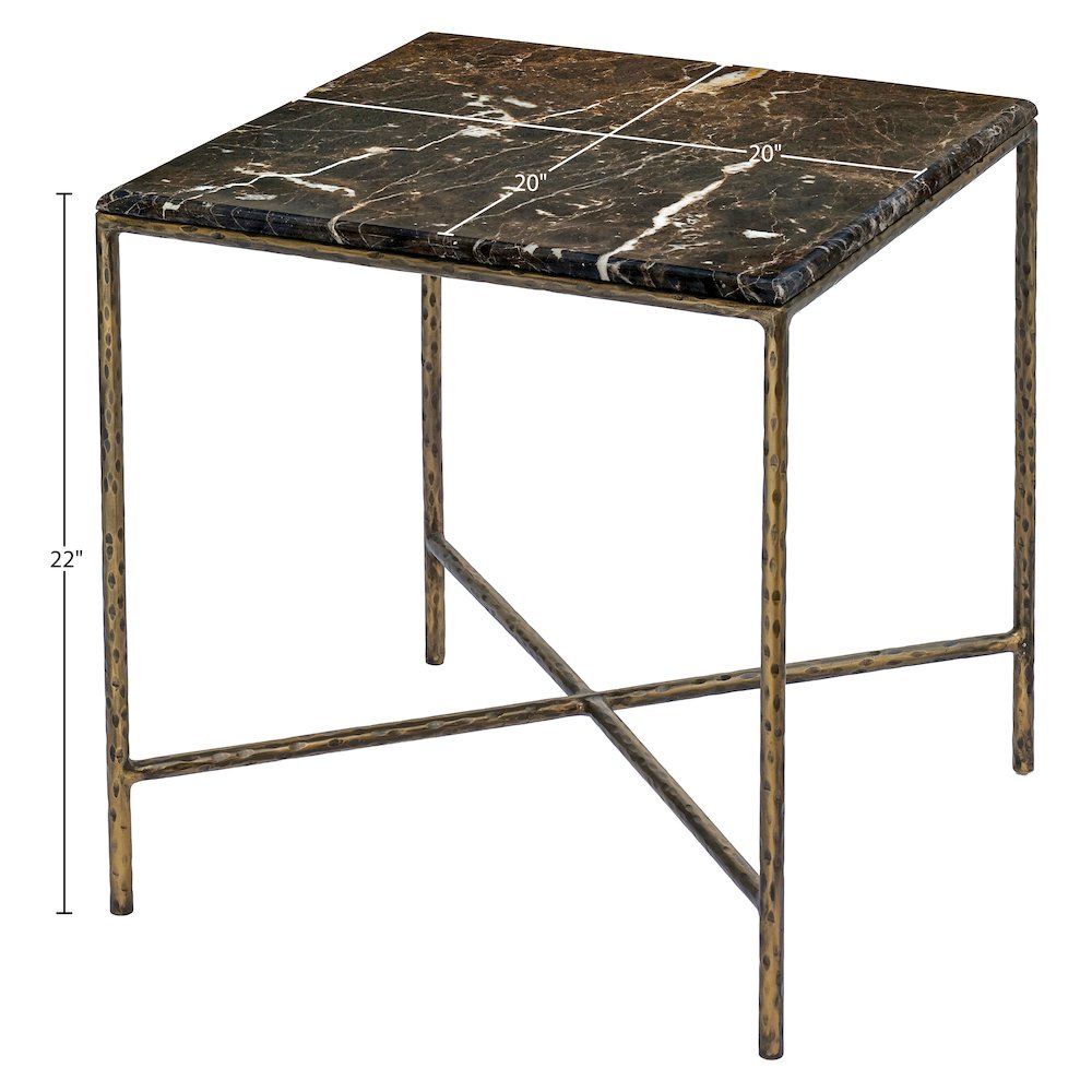 Valen Brown Marble And Iron End Table
