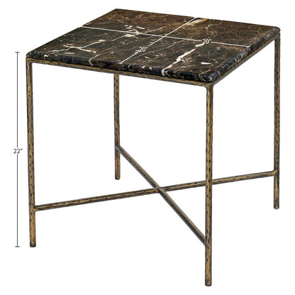 Valen Brown Marble And Iron End Table