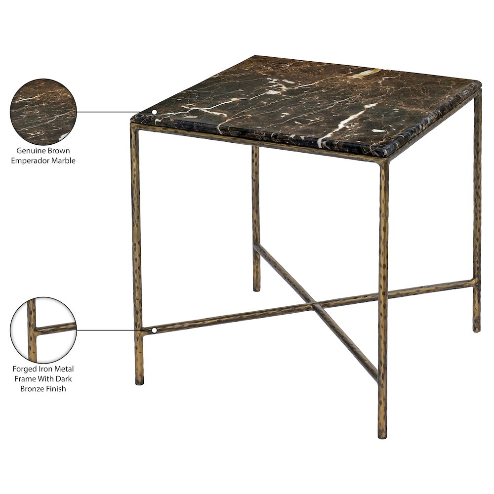 Valen Brown Marble And Iron End Table