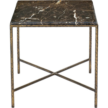 Valen Brown Marble And Iron End Table