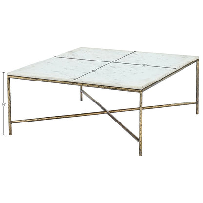 Valen White Marble And Iron Coffee Table