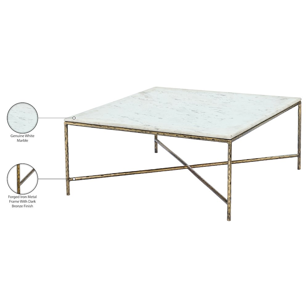 Valen White Marble And Iron Coffee Table