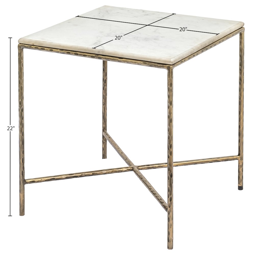 Valen White Marble And Iron End Table