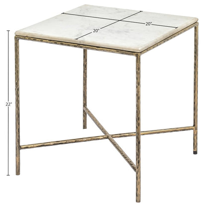 Valen White Marble And Iron End Table