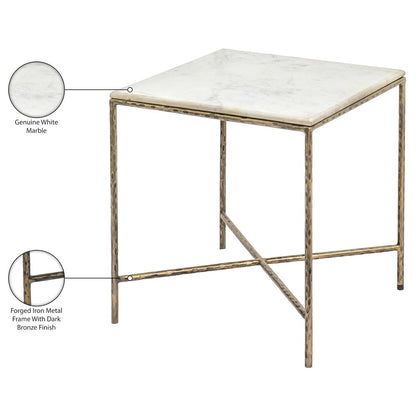 Valen White Marble And Iron End Table